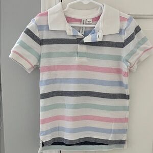 Janie + Jack Kids Polo with Pastel Stripes Size 5 EUC